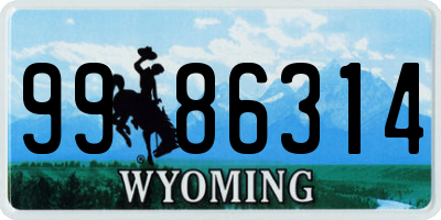 WY license plate 9986314