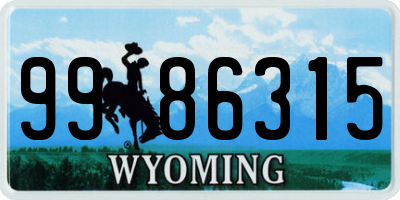 WY license plate 9986315