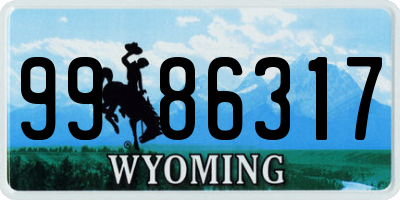 WY license plate 9986317