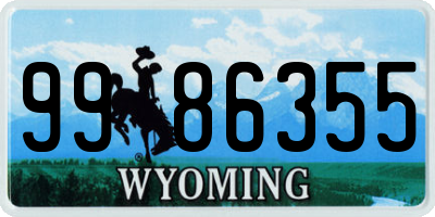 WY license plate 9986355