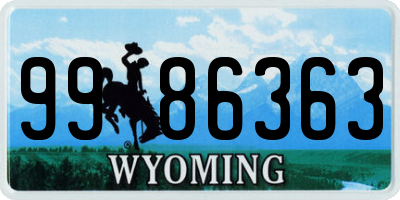 WY license plate 9986363