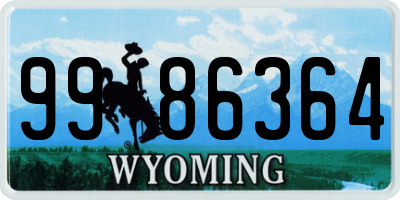 WY license plate 9986364