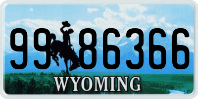 WY license plate 9986366