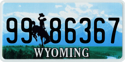 WY license plate 9986367