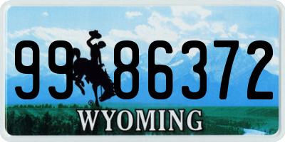 WY license plate 9986372