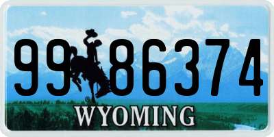 WY license plate 9986374