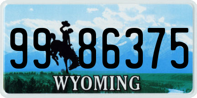 WY license plate 9986375