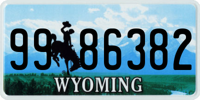 WY license plate 9986382
