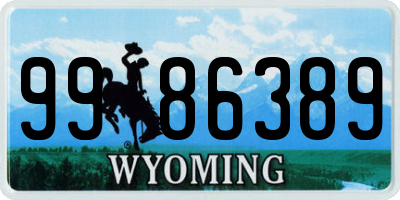 WY license plate 9986389