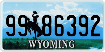 WY license plate 9986392