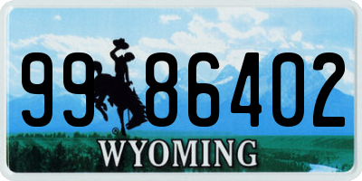 WY license plate 9986402