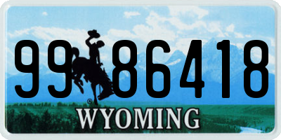 WY license plate 9986418