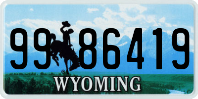 WY license plate 9986419