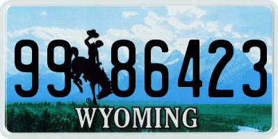 WY license plate 9986423