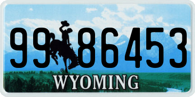 WY license plate 9986453