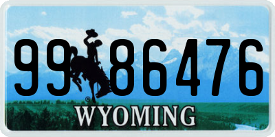 WY license plate 9986476