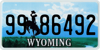 WY license plate 9986492