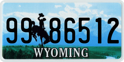 WY license plate 9986512