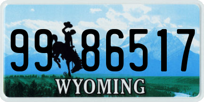 WY license plate 9986517