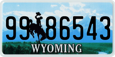 WY license plate 9986543