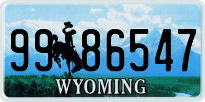 WY license plate 9986547