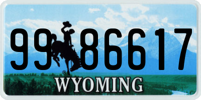 WY license plate 9986617