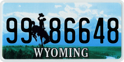 WY license plate 9986648