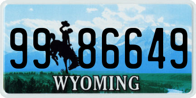 WY license plate 9986649