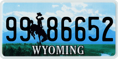 WY license plate 9986652
