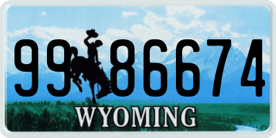 WY license plate 9986674