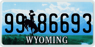 WY license plate 9986693