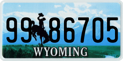 WY license plate 9986705