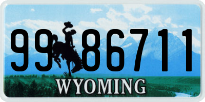 WY license plate 9986711