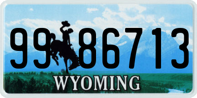 WY license plate 9986713