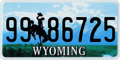 WY license plate 9986725