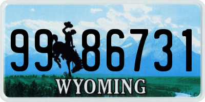 WY license plate 9986731