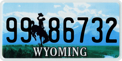 WY license plate 9986732