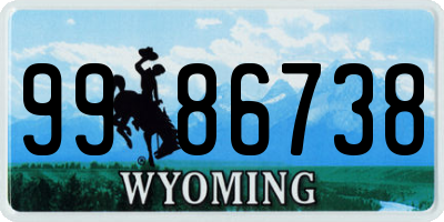 WY license plate 9986738