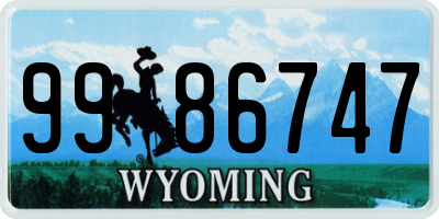 WY license plate 9986747