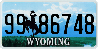WY license plate 9986748