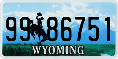 WY license plate 9986751