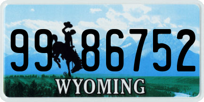 WY license plate 9986752
