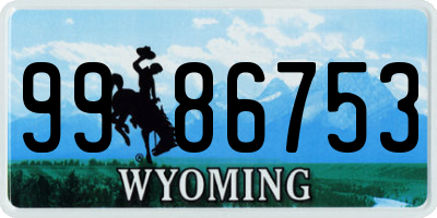 WY license plate 9986753