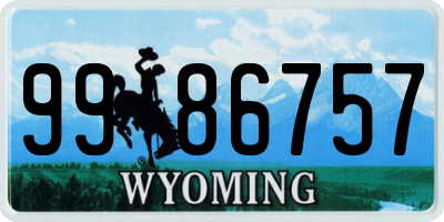 WY license plate 9986757