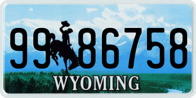 WY license plate 9986758