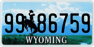 WY license plate 9986759