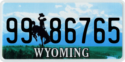 WY license plate 9986765