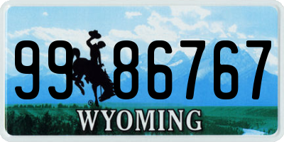 WY license plate 9986767