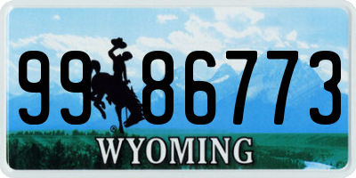 WY license plate 9986773