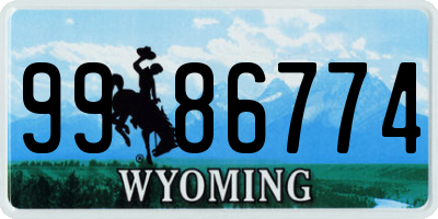 WY license plate 9986774